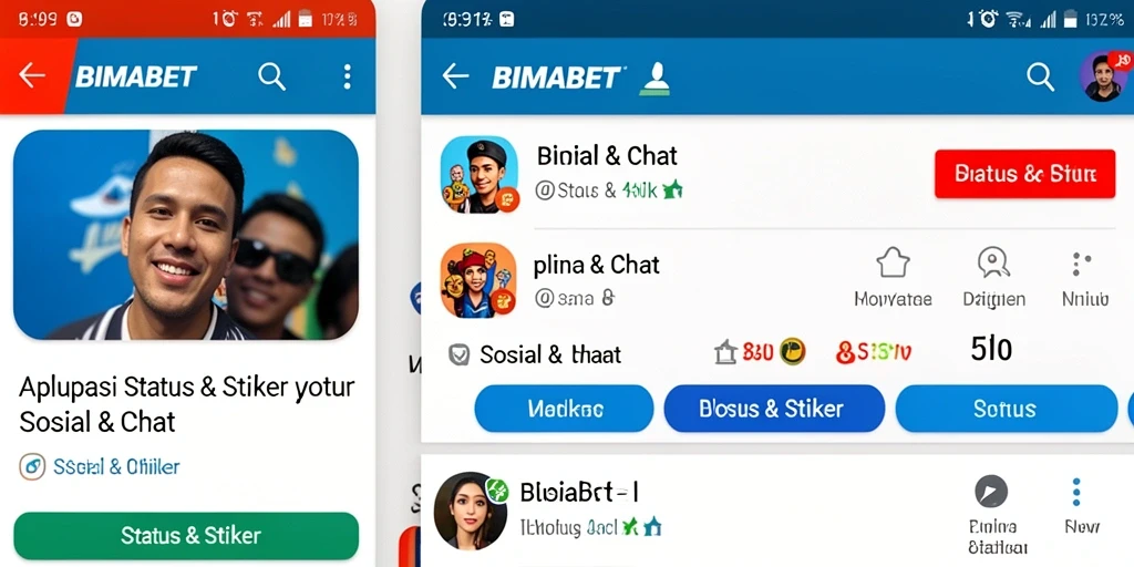 Tampilan antarmuka aplikasi BIMABET dengan berbagai pilihan stiker.