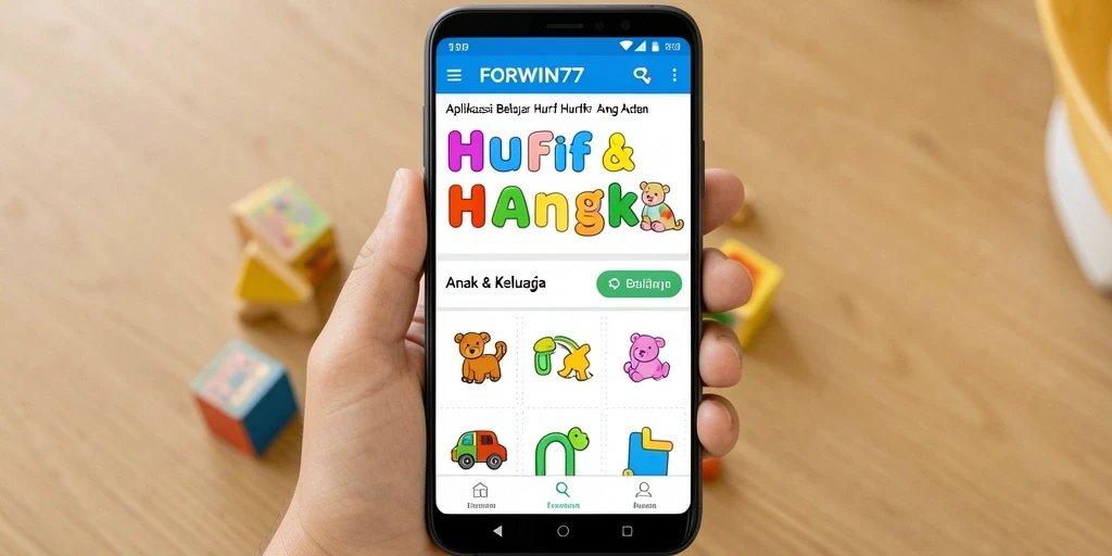 Antarmuka colorful dan interaktif aplikasi Belajar Huruf Angka.