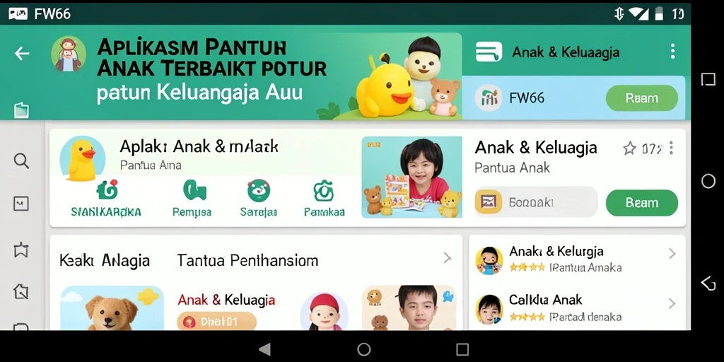 Antarmuka aplikasi FW66 yang ramah anak dan mudah digunakan.