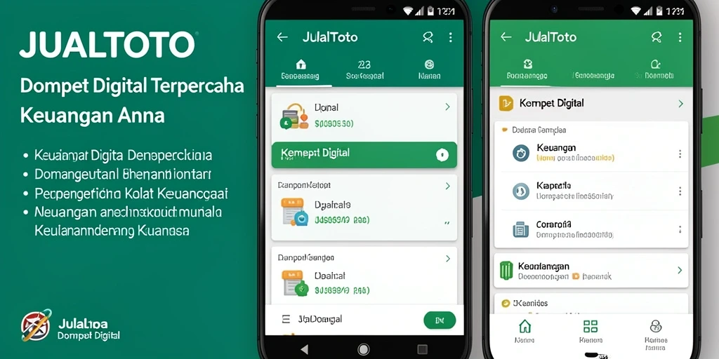 Screenshot antarmuka aplikasi JUALTOTO yang menampilkan fitur Dompet Digital.