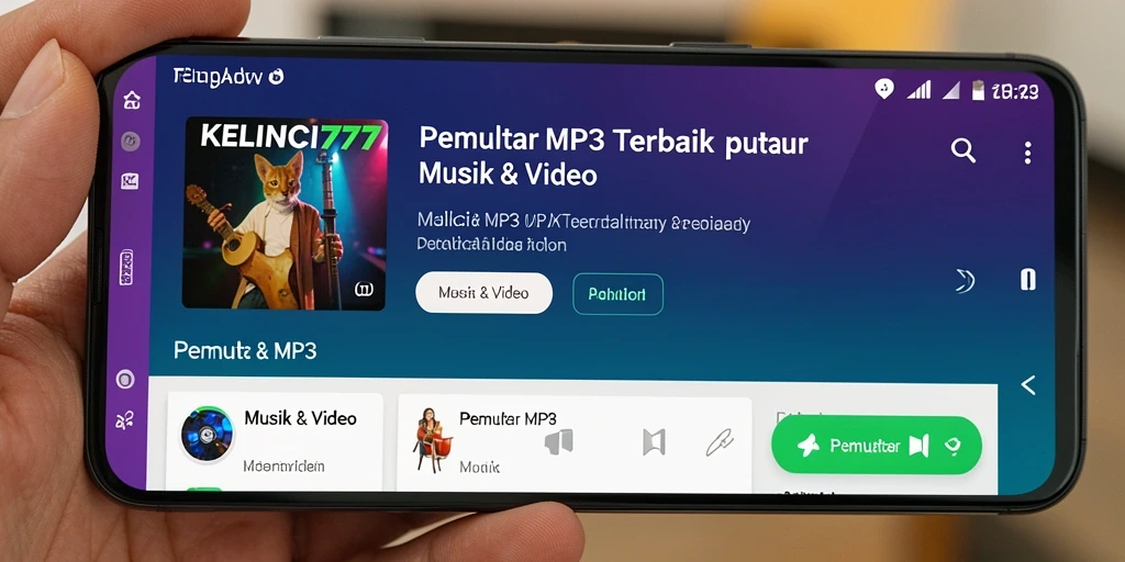 Tampilan antarmuka pemutar MP3 KELINCI777 yang sederhana dan intuitif.
