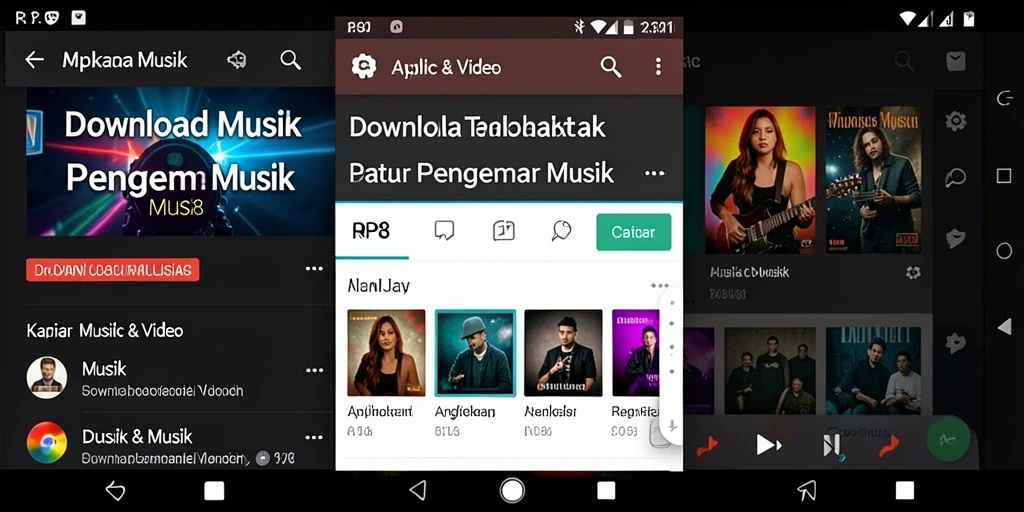 Tampilan antarmuka utama RP8 untuk Download Musik yang user-friendly.