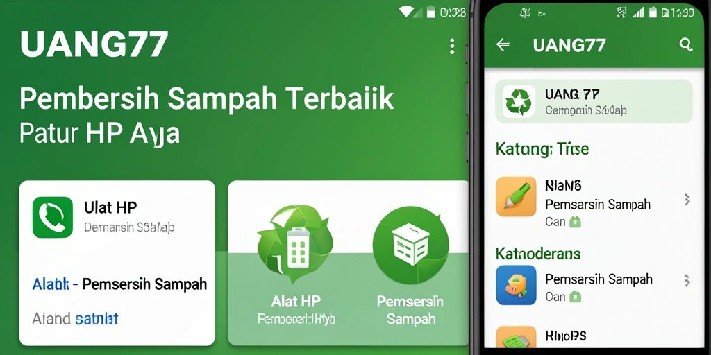 Screenshot utama UANG77 menampilkan antarmuka pembersih sampah yang sederhana.