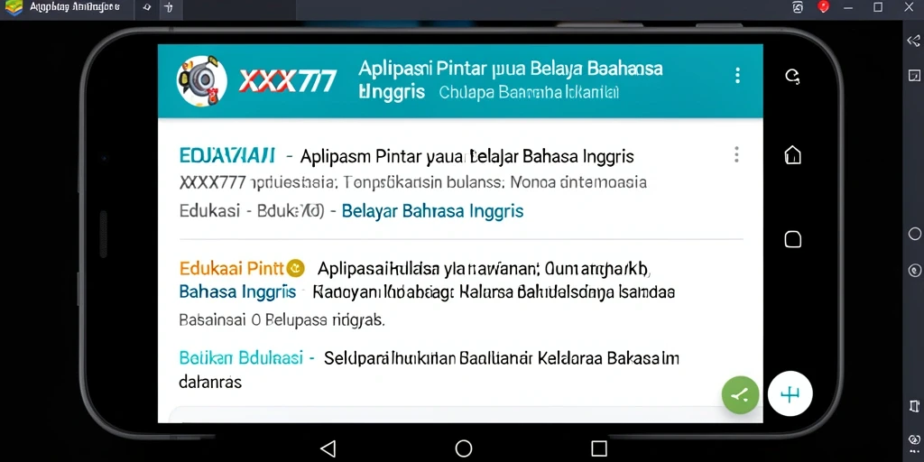 Antarmuka aplikasi XXX777 yang intuitif untuk belajar bahasa Inggris.