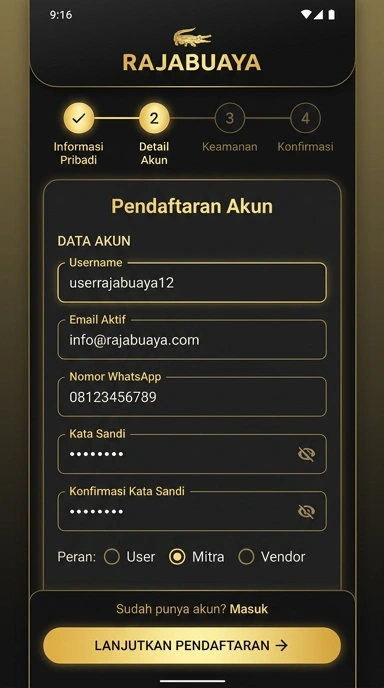 Cara Registrasi Akun Baru di rajabuaya