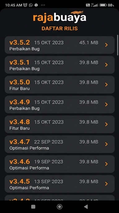 Riwayat Versi Rajabuaya Untuk Pengguna Android